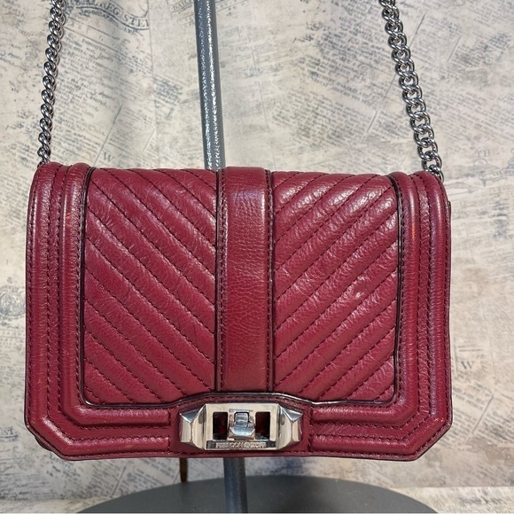Rebecca Minkoff Handbags - Rebecca Minkoff Small Love Chevron Quilted Leather Crossbody Turn Lock Bag
